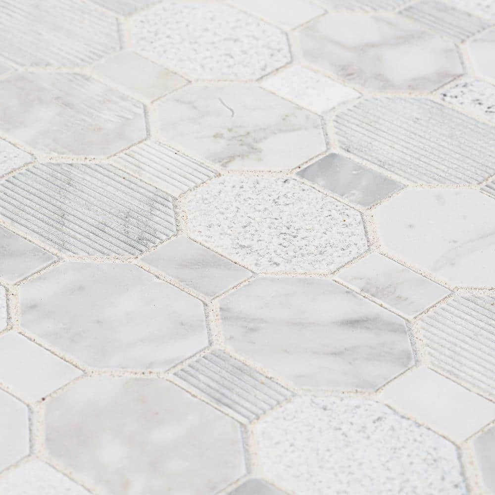 Crisp Illusion White 10.375 in. x 11.125 in. Hexagon Marble Wall and Floor Mosaic Tile (8.01 sq. ft./Case) by Jeffrey Court 7 Crisp Illusion White 10.375 in. x 11.125 in. Hexagon Marble Wall and Floor Mosaic Tile (8.01 sq. ft./Case) by Jeffrey Court - Image 5