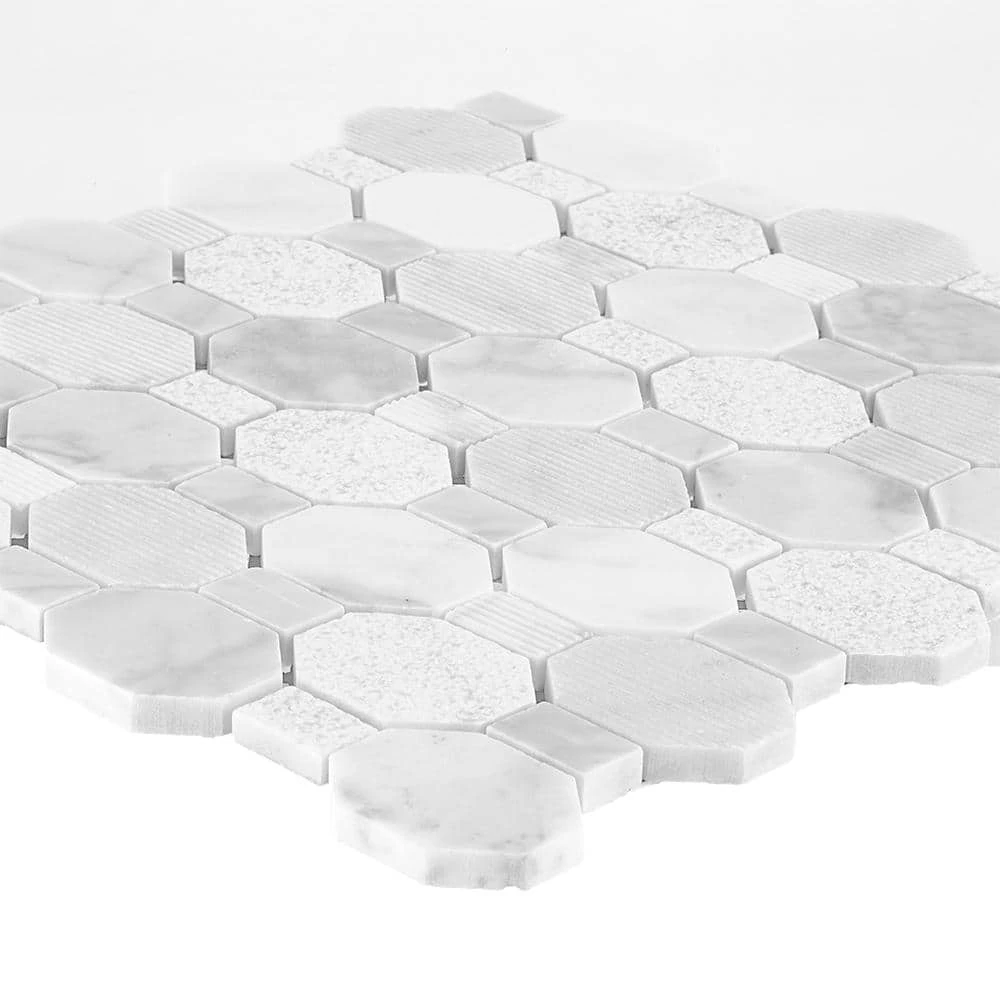 Crisp Illusion White 10.375 in. x 11.125 in. Hexagon Marble Wall and Floor Mosaic Tile (8.01 sq. ft./Case) by Jeffrey Court 5 Crisp Illusion White 10.375 in. x 11.125 in. Hexagon Marble Wall and Floor Mosaic Tile (8.01 sq. ft./Case) by Jeffrey Court - Image 3