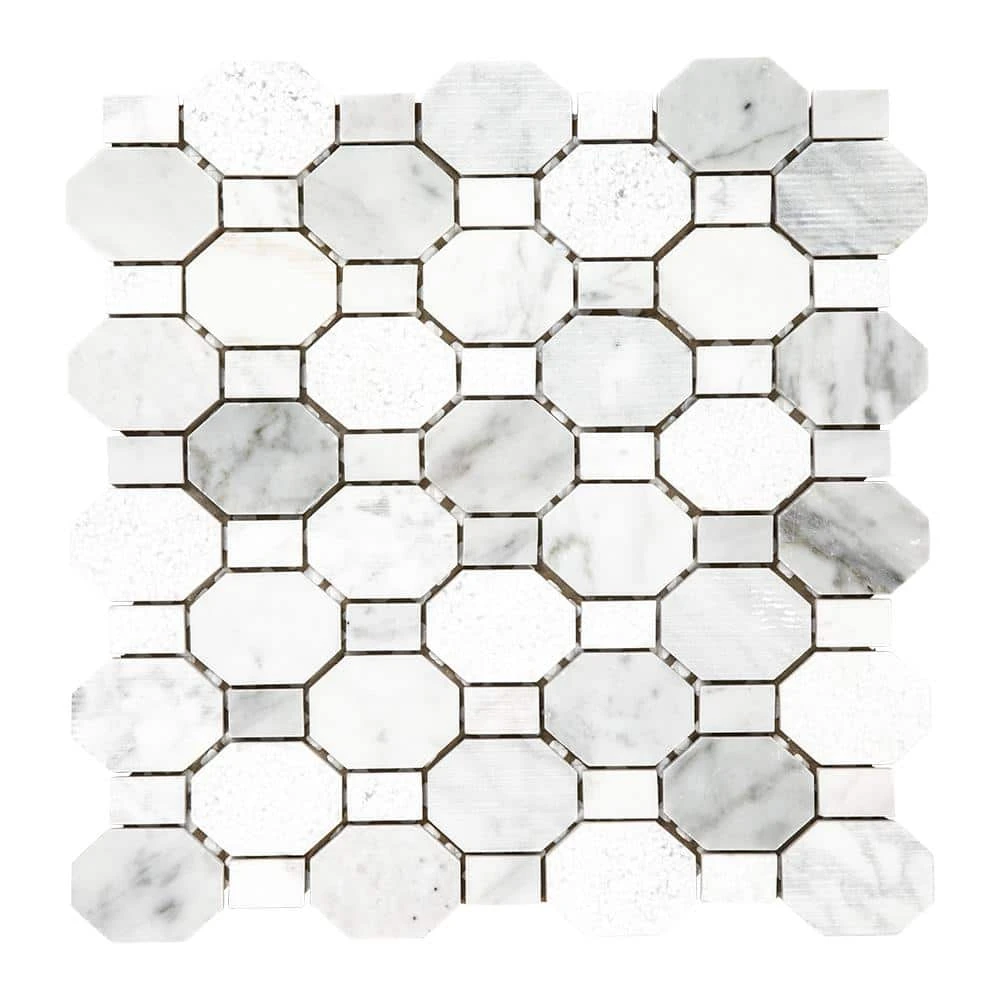 Crisp Illusion White 10.375 in. x 11.125 in. Hexagon Marble Wall and Floor Mosaic Tile (8.01 sq. ft./Case) by Jeffrey Court 3 Crisp Illusion White 10.375 in. x 11.125 in. Hexagon Marble Wall and Floor Mosaic Tile (8.01 sq. ft./Case) by Jeffrey Court