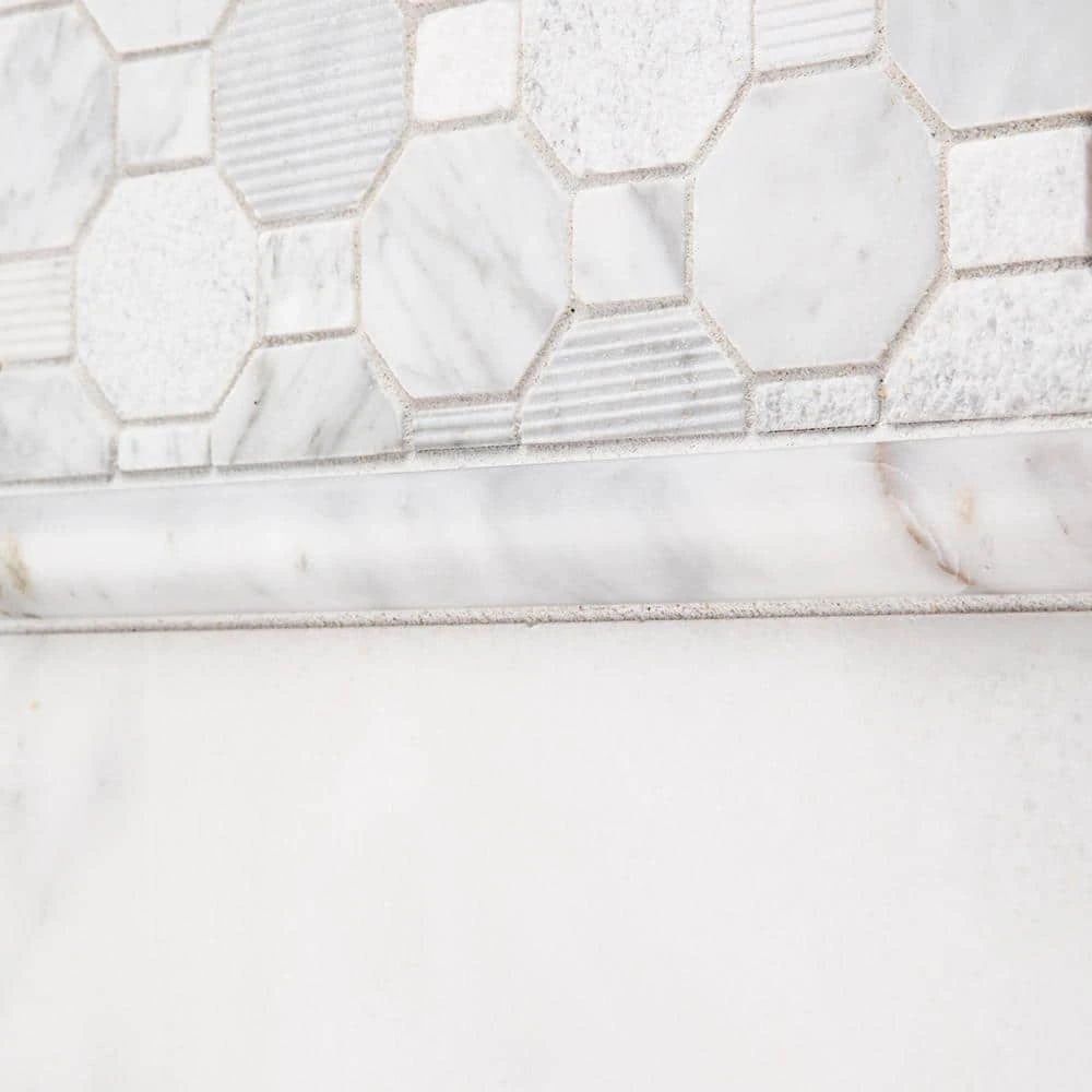 Crisp Illusion White 10.375 in. x 11.125 in. Hexagon Marble Wall and Floor Mosaic Tile (8.01 sq. ft./Case) by Jeffrey Court 6 Crisp Illusion White 10.375 in. x 11.125 in. Hexagon Marble Wall and Floor Mosaic Tile (8.01 sq. ft./Case) by Jeffrey Court - Image 4