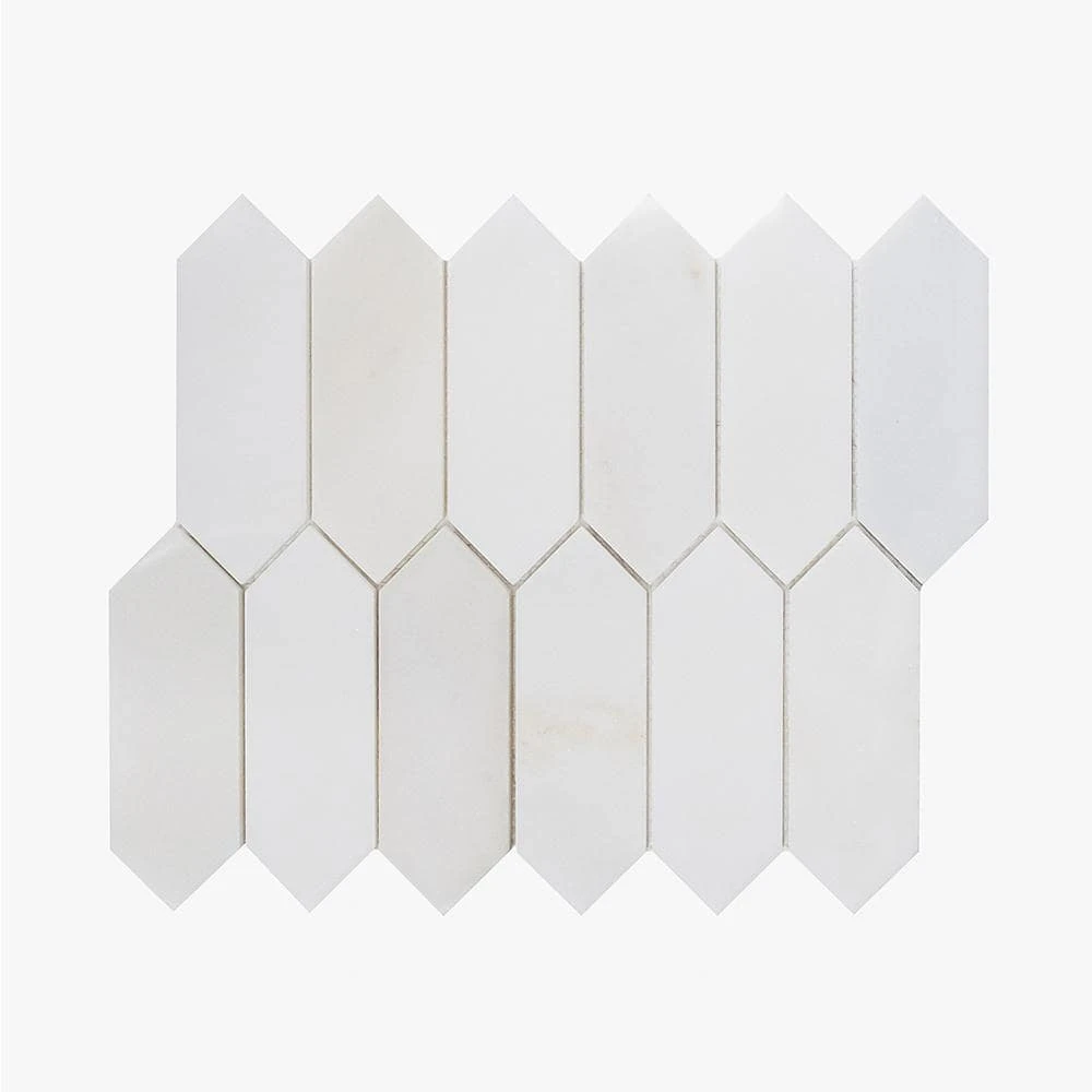 Suburbs White 10 in. x 12.375 in. Picket Polished Marble Wall and Floor Mosaic Tile (0.859 sq. ft./Each) by Jeffrey Court 3 Suburbs White 10 in. x 12.375 in. Picket Polished Marble Wall and Floor Mosaic Tile (0.859 sq. ft./Each) by Jeffrey Court