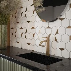 Bees Knees White 13 in. x 11.125 in. Hexagon Honed Marble and Metal Mosaic Wall and Floor Tile (10.04 sq. ft./Case) by Jeffrey Court 12 Bees Knees White 13 in. x 11.125 in. Hexagon Honed Marble and Metal Mosaic Wall and Floor Tile (10.04 sq. ft./Case) by Jeffrey Court -Tile Elegant Shop white jeffrey court marble tile 13017 4f 1000