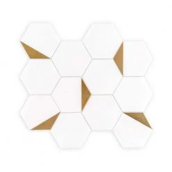 Bees Knees White 13 in. x 11.125 in. Hexagon Honed Marble and Metal Mosaic Wall and Floor Tile (10.04 sq. ft./Case) by Jeffrey Court