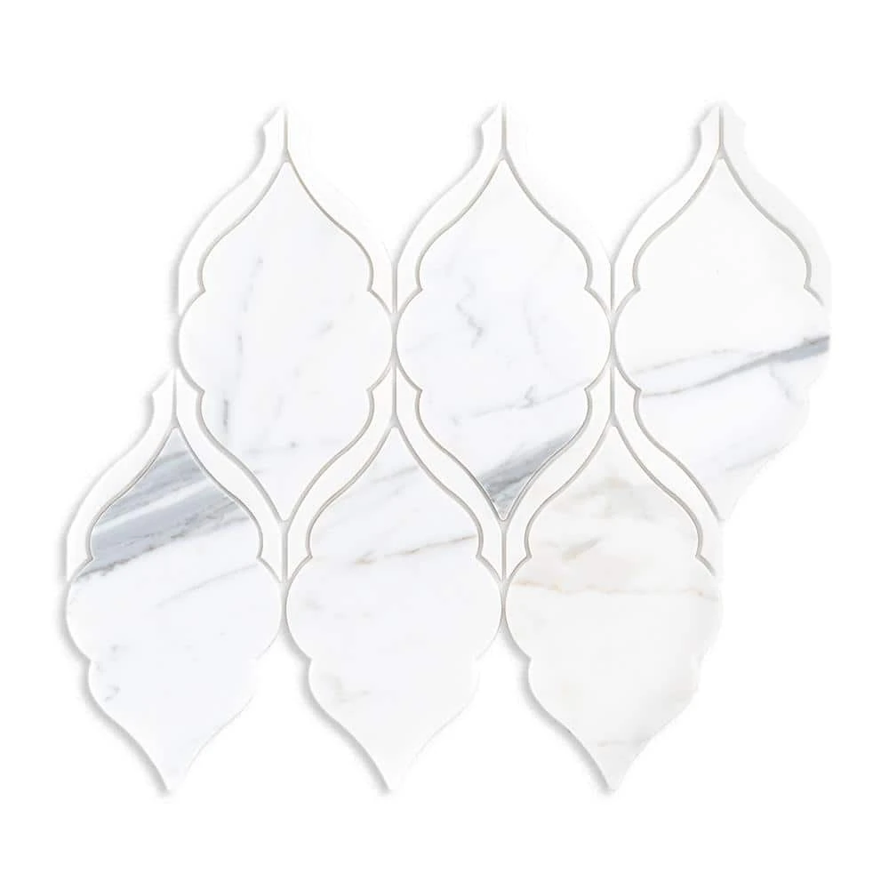 Victorian Gem White 9.125 in. x 11.25 in. Polished Calacatta/Thassos/Marble Wall/Floor Mosaic Tile (7.129 sq. ft./Case) by Jeffrey Court 3 Victorian Gem White 9.125 in. x 11.25 in. Polished Calacatta/Thassos/Marble Wall/Floor Mosaic Tile (7.129 sq. ft./Case) by Jeffrey Court