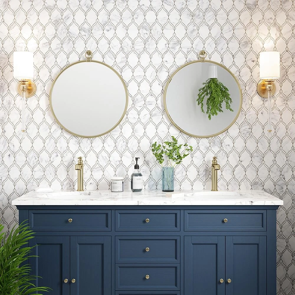 Victorian Gem White 9.125 in. x 11.25 in. Polished Calacatta/Thassos/Marble Wall/Floor Mosaic Tile (7.129 sq. ft./Case) by Jeffrey Court 4 Victorian Gem White 9.125 in. x 11.25 in. Polished Calacatta/Thassos/Marble Wall/Floor Mosaic Tile (7.129 sq. ft./Case) by Jeffrey Court - Image 2