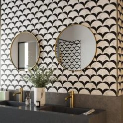 Parasol White/Black 8.5in. x 8.625in. Polished Calacatta/Nero Marquina/Marble Wall/Floor Mosaic Tile (5.09 sq. ft./Case) by Jeffrey Court 11 Parasol White/Black 8.5in. x 8.625in. Polished Calacatta/Nero Marquina/Marble Wall/Floor Mosaic Tile (5.09 sq. ft./Case) by Jeffrey Court -Tile Elegant Shop white jeffrey court marble tile 13020 31 1000