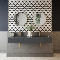 Parasol White/Black 8.5in. x 8.625in. Polished Calacatta/Nero Marquina/Marble Wall/Floor Mosaic Tile (5.09 sq. ft./Case) by Jeffrey Court 8 Parasol White/Black 8.5in. x 8.625in. Polished Calacatta/Nero Marquina/Marble Wall/Floor Mosaic Tile (5.09 sq. ft./Case) by Jeffrey Court -Tile Elegant Shop white jeffrey court marble tile 13020 e1 1000