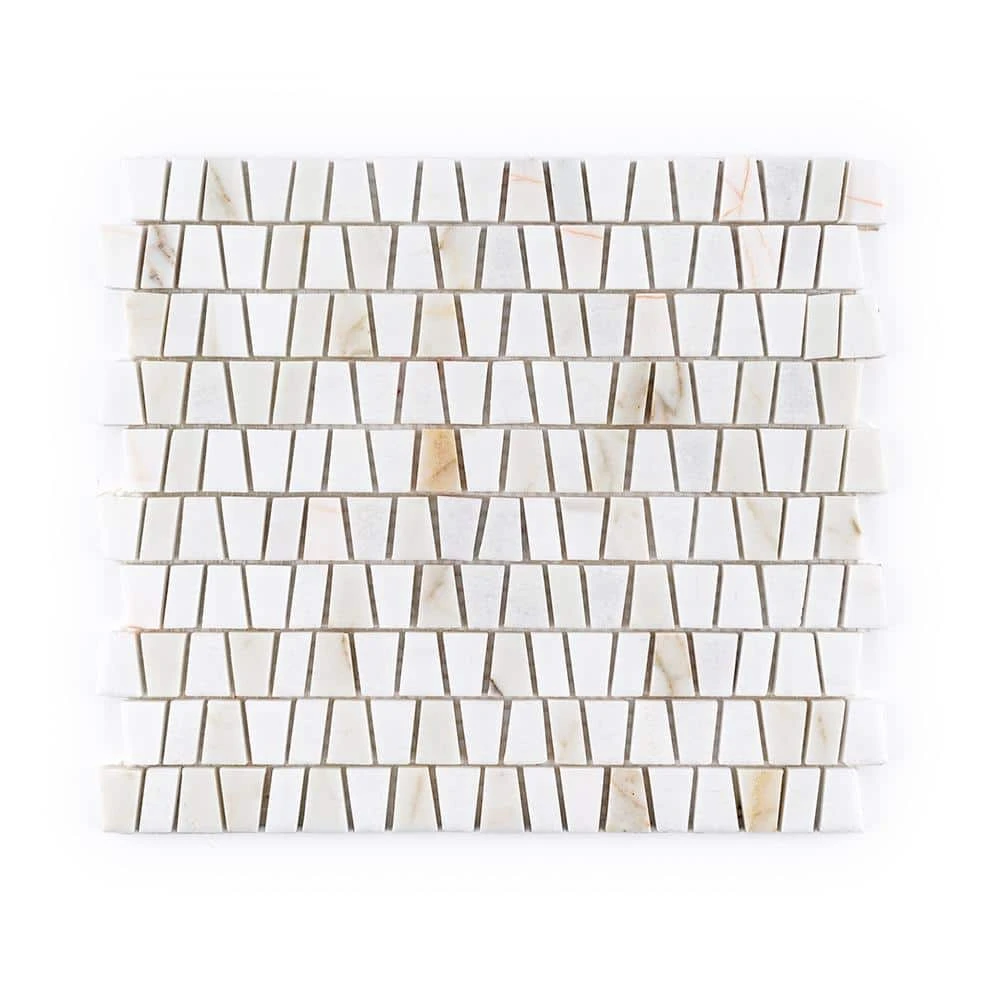 Trapezium White 10.625 in. x 12 in. Polished Calacatta Thassos/Dolomite/Marble Wall/Floor Mosaic (8.85 sq. ft./Case) by Jeffrey Court 3 Trapezium White 10.625 in. x 12 in. Polished Calacatta Thassos/Dolomite/Marble Wall/Floor Mosaic (8.85 sq. ft./Case) by Jeffrey Court