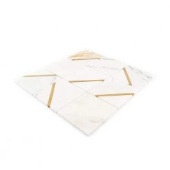 Jazzy White/Gold 11.75 in. x 11.75 in. Square Honed Calacatta Marble/Gold Metal Mosaic Tile (9.588 sq. ft./Case) by Jeffrey Court -Tile Elegant Shop white jeffrey court marble tile 13031 40 1000