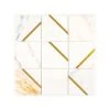 Jazzy White/Gold 11.75 in. x 11.75 in. Square Honed Calacatta Marble/Gold Metal Mosaic Tile (9.588 sq. ft./Case) by Jeffrey Court 2 Jazzy White/Gold 11.75 in. x 11.75 in. Square Honed Calacatta Marble/Gold Metal Mosaic Tile (9.588 sq. ft./Case) by Jeffrey Court -Tile Elegant Shop white jeffrey court marble tile 13031 64 1000