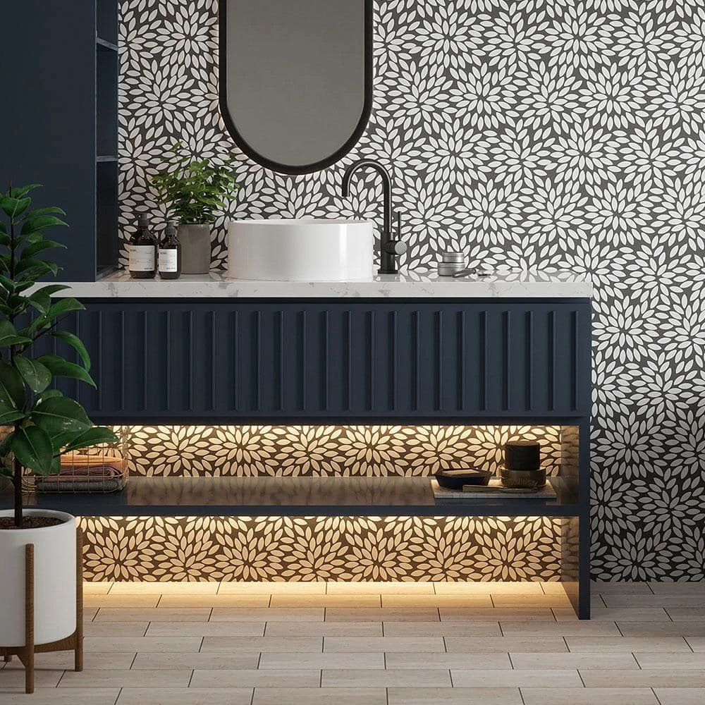 Tea Party White 13.125 in. x 14.625 in. Floral Semi-Polished Thassos Marble Mosaic Wall/Floor Tile (11.632 sq. ft./Case) by Jeffrey Court 8 Tea Party White 13.125 in. x 14.625 in. Floral Semi-Polished Thassos Marble Mosaic Wall/Floor Tile (11.632 sq. ft./Case) by Jeffrey Court - Image 6