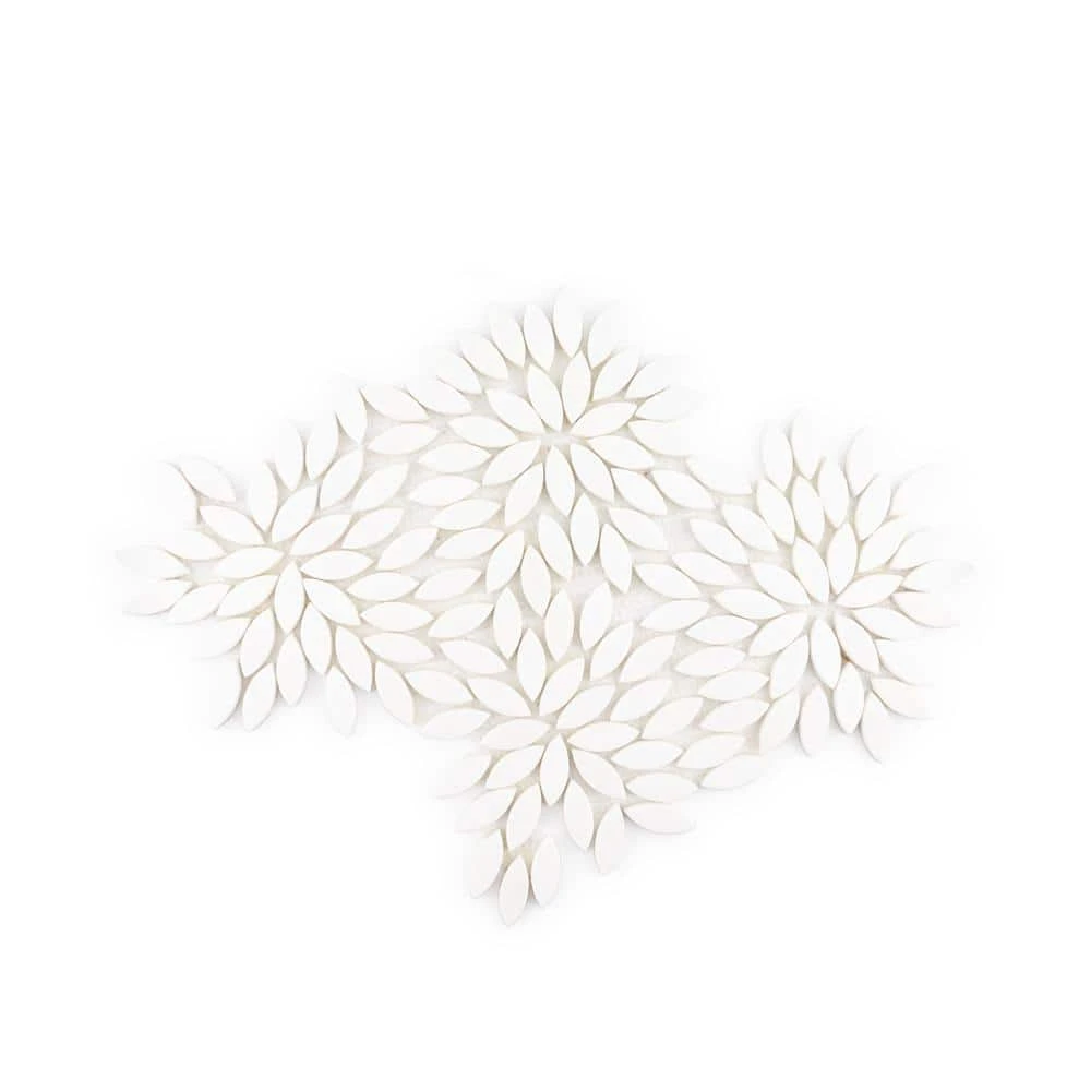 Tea Party White 13.125 in. x 14.625 in. Floral Semi-Polished Thassos Marble Mosaic Wall/Floor Tile (11.632 sq. ft./Case) by Jeffrey Court 3 Tea Party White 13.125 in. x 14.625 in. Floral Semi-Polished Thassos Marble Mosaic Wall/Floor Tile (11.632 sq. ft./Case) by Jeffrey Court