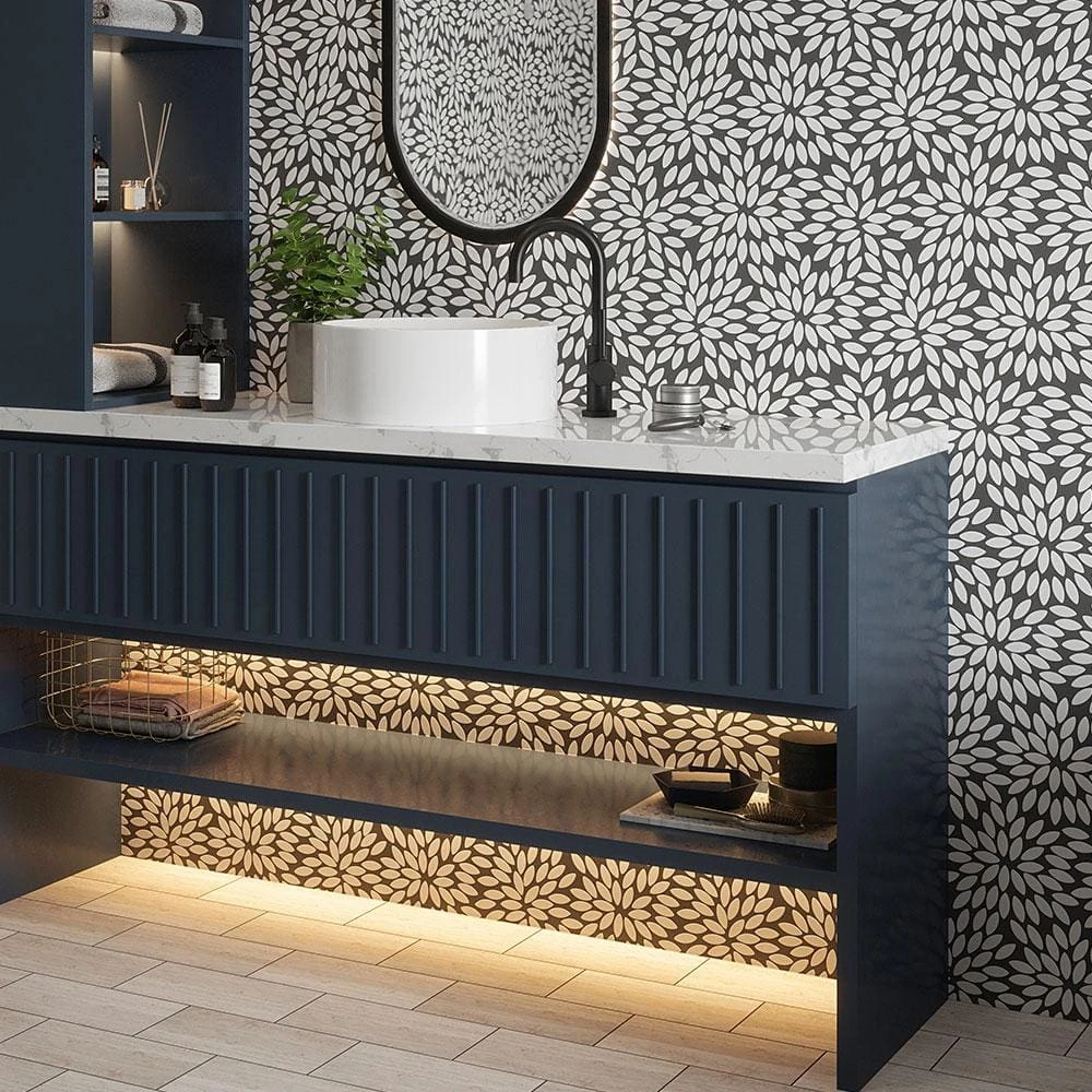 Tea Party White 13.125 in. x 14.625 in. Floral Semi-Polished Thassos Marble Mosaic Wall/Floor Tile (11.632 sq. ft./Case) by Jeffrey Court 6 Tea Party White 13.125 in. x 14.625 in. Floral Semi-Polished Thassos Marble Mosaic Wall/Floor Tile (11.632 sq. ft./Case) by Jeffrey Court - Image 4