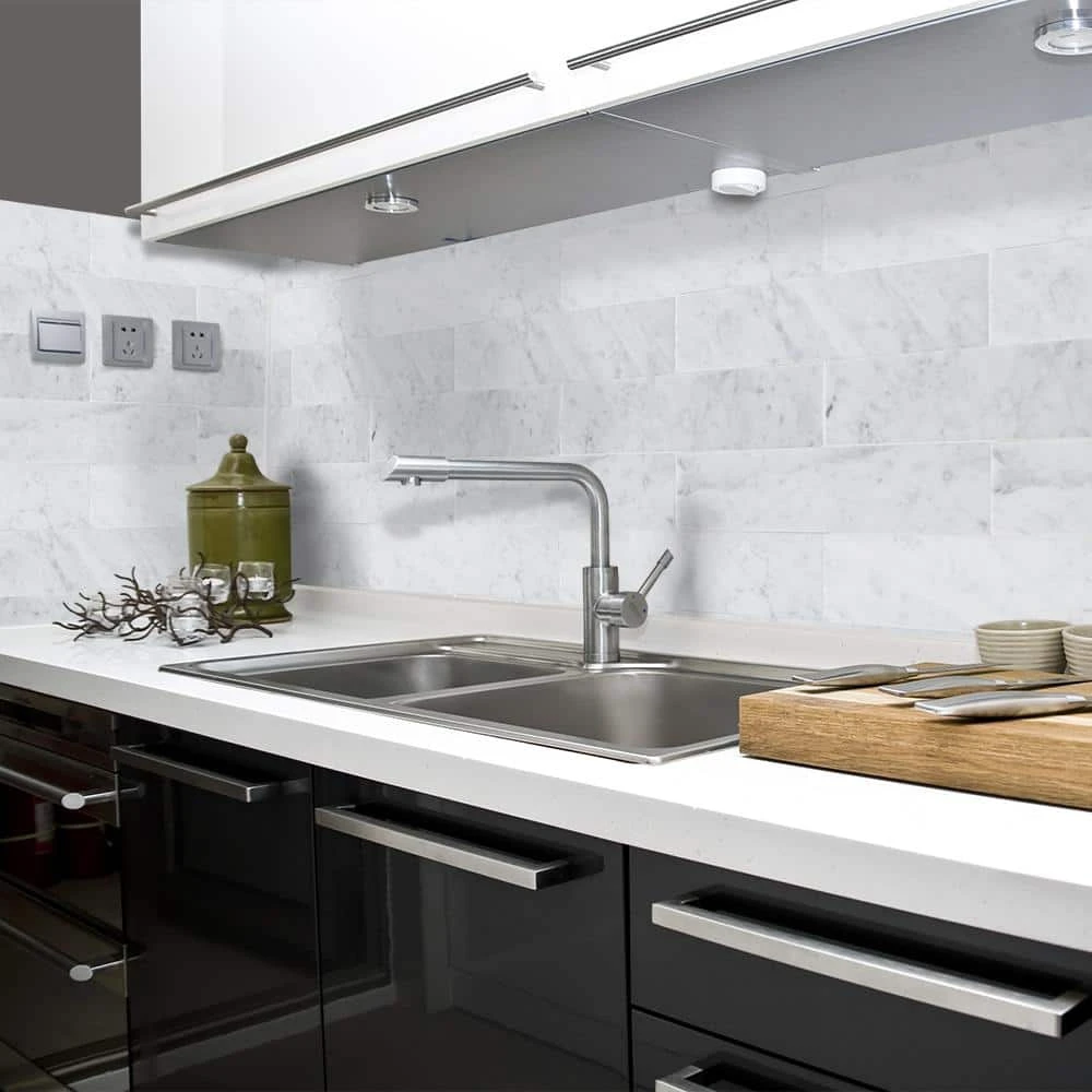 Italian White Carrara 4 in. x 16 in. Honed Marble Wall and Floor Tile (8 sq. ft./Case) by Jeffrey Court 4 Italian White Carrara 4 in. x 16 in. Honed Marble Wall and Floor Tile (8 sq. ft./Case) by Jeffrey Court - Image 2