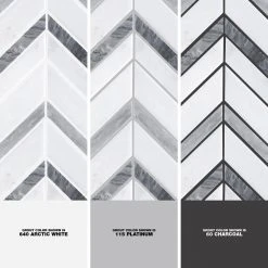 Glacier Edge White and Gray 9.875 in. x 11.25 in. Chevron Honed Marble Floor and Wall Mosaic Tile (0.771 sq. ft./Each) by Jeffrey Court 11 Glacier Edge White and Gray 9.875 in. x 11.25 in. Chevron Honed Marble Floor and Wall Mosaic Tile (0.771 sq. ft./Each) by Jeffrey Court -Tile Elegant Shop white jeffrey court marble tile 95672 1d 1000