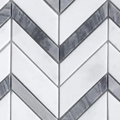 Glacier Edge White and Gray 9.875 in. x 11.25 in. Chevron Honed Marble Floor and Wall Mosaic Tile (0.771 sq. ft./Each) by Jeffrey Court 12 Glacier Edge White and Gray 9.875 in. x 11.25 in. Chevron Honed Marble Floor and Wall Mosaic Tile (0.771 sq. ft./Each) by Jeffrey Court -Tile Elegant Shop white jeffrey court marble tile 95672 c3 1000