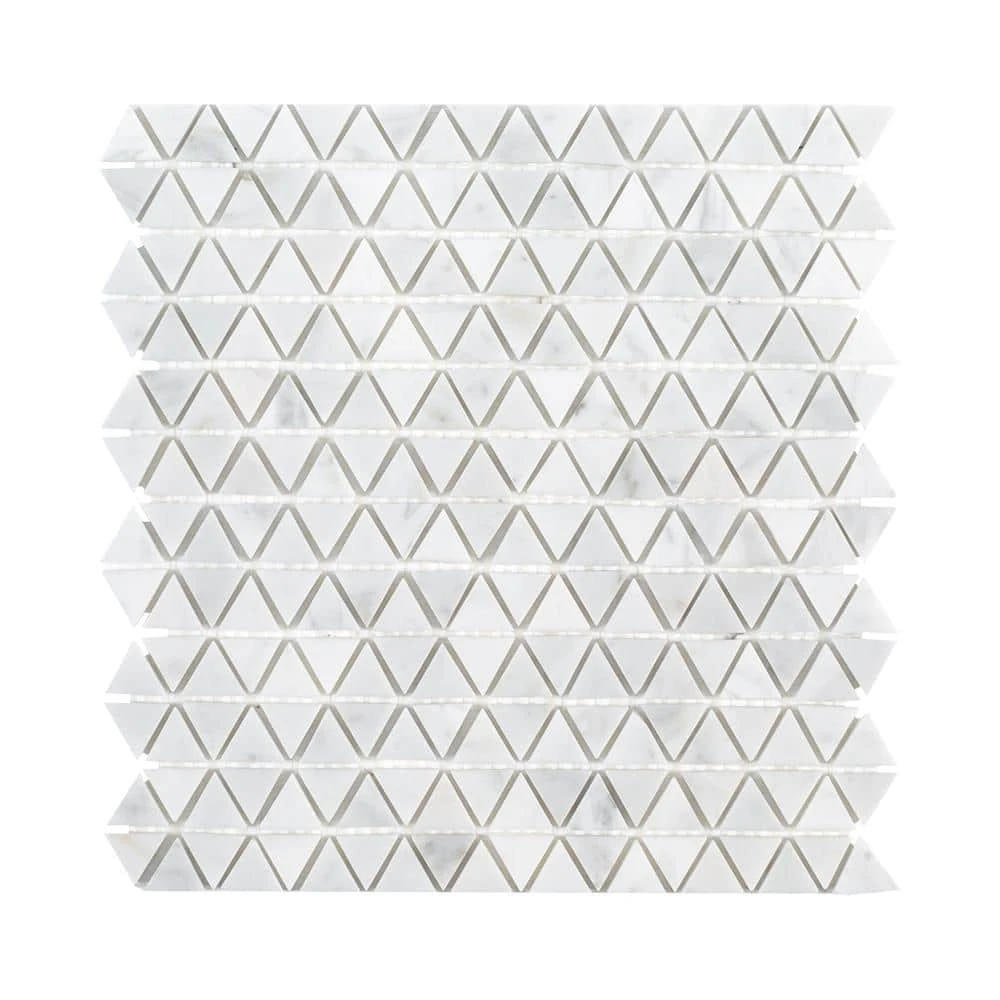 Evelyn White 11.375 in. x 11.875 in. Triangle Polished Marble Wall and Floor Mosaic Tile (9.38 sq. ft./Case) by Jeffrey Court 3 Evelyn White 11.375 in. x 11.875 in. Triangle Polished Marble Wall and Floor Mosaic Tile (9.38 sq. ft./Case) by Jeffrey Court