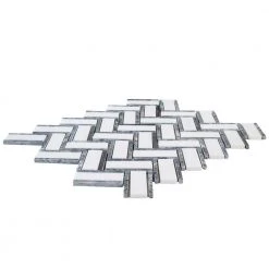 Bayou White 10.25 in. x 11.875 in. Herringbone Mixed Marble Wall and Floor Mosaic Tile (0.845 sq. ft./Each) by Jeffrey Court 7 Bayou White 10.25 in. x 11.875 in. Herringbone Mixed Marble Wall and Floor Mosaic Tile (0.845 sq. ft./Each) by Jeffrey Court -Tile Elegant Shop white jeffrey court marble tile 95877 c3 1000