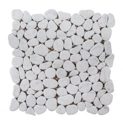 Winter Court White 11.5 in. x 11.5 in. Pebble Honed Marble Wall and Floor Mosaic Tile (9.18 sq. ft./Case) by Jeffrey Court
