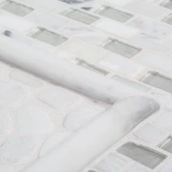 Winter Court White 11.5 in. x 11.5 in. Pebble Honed Marble Wall and Floor Mosaic Tile (9.18 sq. ft./Case) by Jeffrey Court 10 Winter Court White 11.5 in. x 11.5 in. Pebble Honed Marble Wall and Floor Mosaic Tile (9.18 sq. ft./Case) by Jeffrey Court -Tile Elegant Shop white jeffrey court marble tile 96005 a0 1000