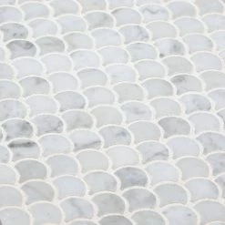 Cloudy Daze White 11.5 in. x 11 in. Fan Honed Natural Stone Wall and Floor Mosaic Tile (8.78 sq. ft./Case) by Jeffrey Court 9 Cloudy Daze White 11.5 in. x 11 in. Fan Honed Natural Stone Wall and Floor Mosaic Tile (8.78 sq. ft./Case) by Jeffrey Court -Tile Elegant Shop white jeffrey court marble tile 96612 1d 1000