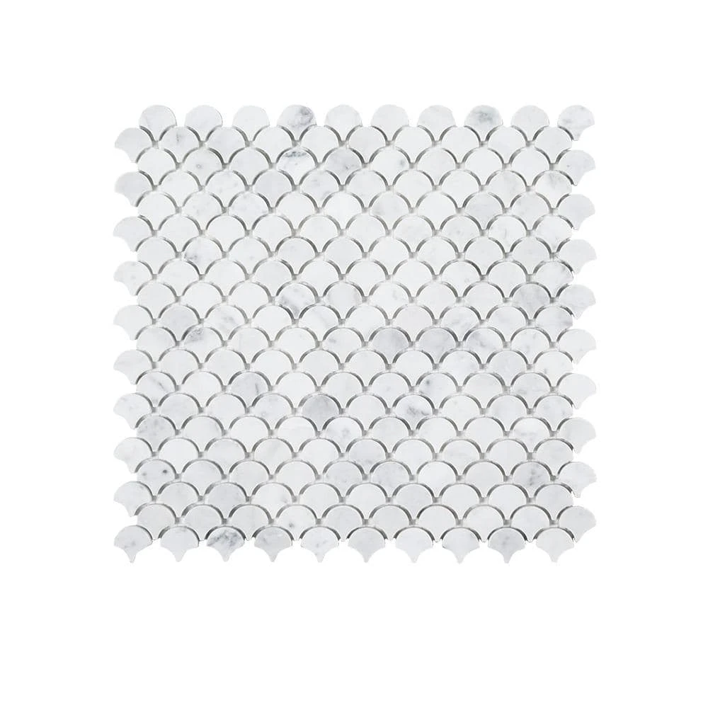 Cloudy Daze White 11.5 in. x 11 in. Fan Honed Natural Stone Wall and Floor Mosaic Tile (8.78 sq. ft./Case) by Jeffrey Court 3 Cloudy Daze White 11.5 in. x 11 in. Fan Honed Natural Stone Wall and Floor Mosaic Tile (8.78 sq. ft./Case) by Jeffrey Court