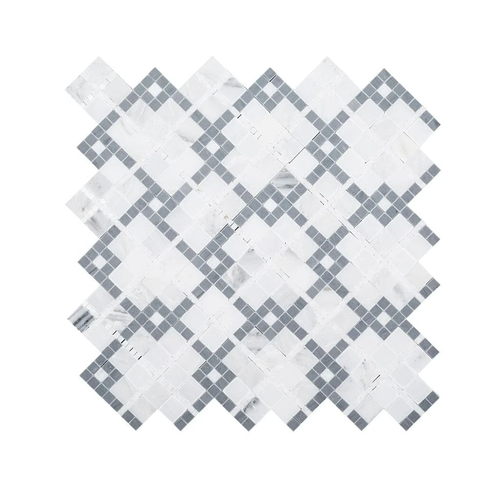 Madras Cotton White 12.5 in. x 12.5 in. Geometric Marble Wall and Floor Mosaic Tile (10.8 sq. ft./Case) by Jeffrey Court 3 Madras Cotton White 12.5 in. x 12.5 in. Geometric Marble Wall and Floor Mosaic Tile (10.8 sq. ft./Case) by Jeffrey Court
