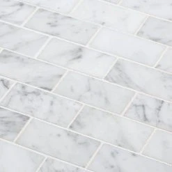 Coastal Haze White 12.125 in. x 12.5 in. Interlocking Polished Marble Wall and Floor Mosaic Tile (10.52 sq. ft./Case) by Jeffrey Court -Tile Elegant Shop white jeffrey court marble tile 96617 1d 1000