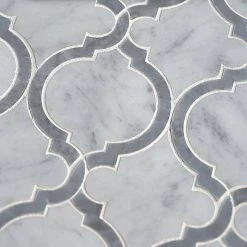 Casablanco White 10.75 in. x 9.5 in. Arabesque Polished Marble Wall and Floor Mosaic Tile (7.09 sq. ft./Case) by Jeffrey Court 11 Casablanco White 10.75 in. x 9.5 in. Arabesque Polished Marble Wall and Floor Mosaic Tile (7.09 sq. ft./Case) by Jeffrey Court -Tile Elegant Shop white jeffrey court marble tile 96775 1d 1000