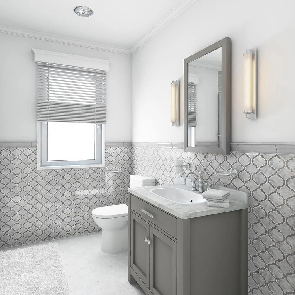 Casablanco White 10.75 in. x 9.5 in. Arabesque Polished Marble Wall and Floor Mosaic Tile (7.09 sq. ft./Case) by Jeffrey Court 4 Casablanco White 10.75 in. x 9.5 in. Arabesque Polished Marble Wall and Floor Mosaic Tile (7.09 sq. ft./Case) by Jeffrey Court - Image 2