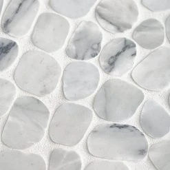 Sand Dollar White Pebble 11.75 in. x 11.75 in. Polished Marble Wall and Floor Mosaic Tile (9.58 sq. ft./Case) by Jeffrey Court -Tile Elegant Shop white jeffrey court marble tile 96785 1d 1000