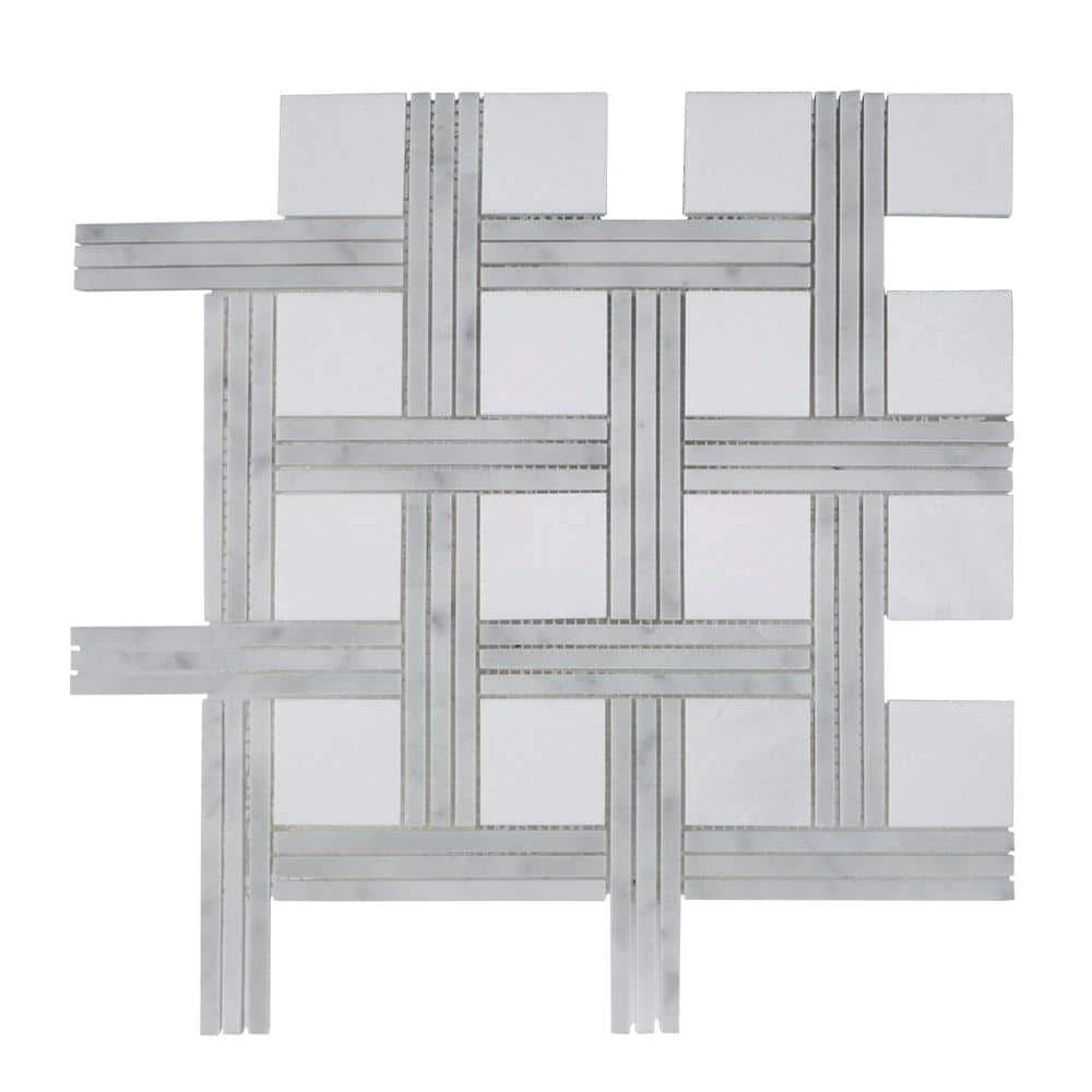 Bedford White 12.375 in. x 12.375 in. Basket Weave Marble Wall and Floor Mosaic Tile (10.63 sq. ft./Case) by Jeffrey Court 3 Bedford White 12.375 in. x 12.375 in. Basket Weave Marble Wall and Floor Mosaic Tile (10.63 sq. ft./Case) by Jeffrey Court