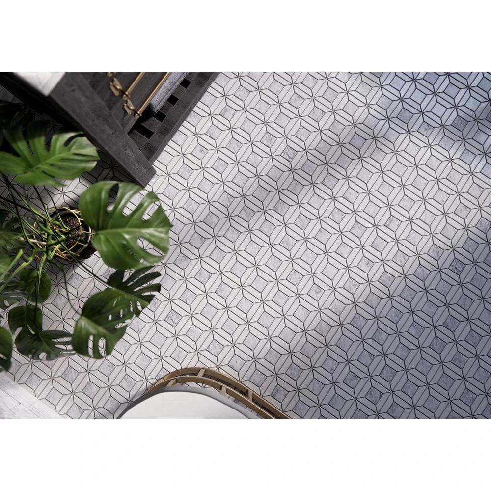 Doheny Thassos White 12.375 in. x 12.375 in. Basket Weave Mixed Marble Wall and Floor Mosaic Tile (10.63 sq. ft./Case) by Jeffrey Court 6 Doheny Thassos White 12.375 in. x 12.375 in. Basket Weave Mixed Marble Wall and Floor Mosaic Tile (10.63 sq. ft./Case) by Jeffrey Court - Image 4
