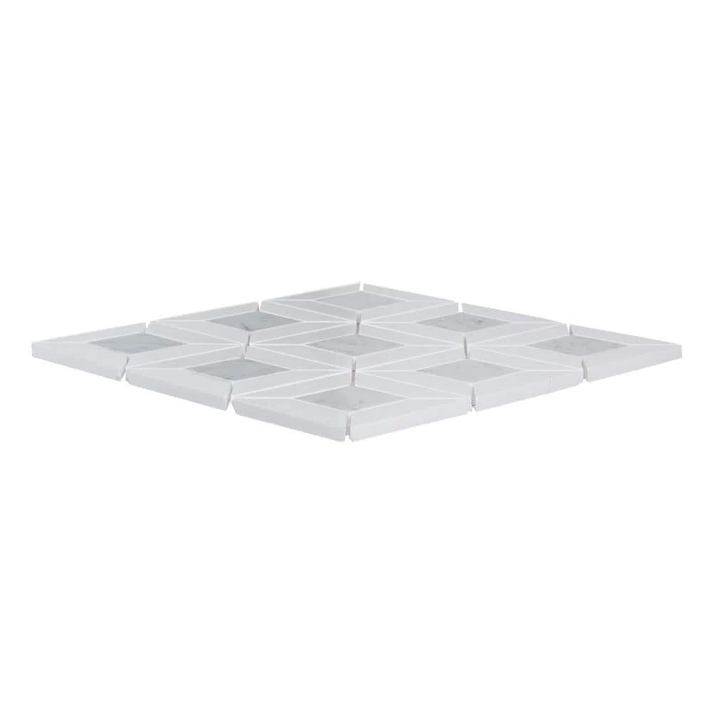 Doheny Thassos White 12.375 in. x 12.375 in. Basket Weave Mixed Marble Wall and Floor Mosaic Tile (10.63 sq. ft./Case) by Jeffrey Court 5 Doheny Thassos White 12.375 in. x 12.375 in. Basket Weave Mixed Marble Wall and Floor Mosaic Tile (10.63 sq. ft./Case) by Jeffrey Court - Image 3