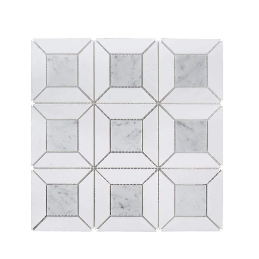 Doheny Thassos White 12.375 in. x 12.375 in. Basket Weave Mixed Marble Wall and Floor Mosaic Tile (10.63 sq. ft./Case) by Jeffrey Court 3 Doheny Thassos White 12.375 in. x 12.375 in. Basket Weave Mixed Marble Wall and Floor Mosaic Tile (10.63 sq. ft./Case) by Jeffrey Court