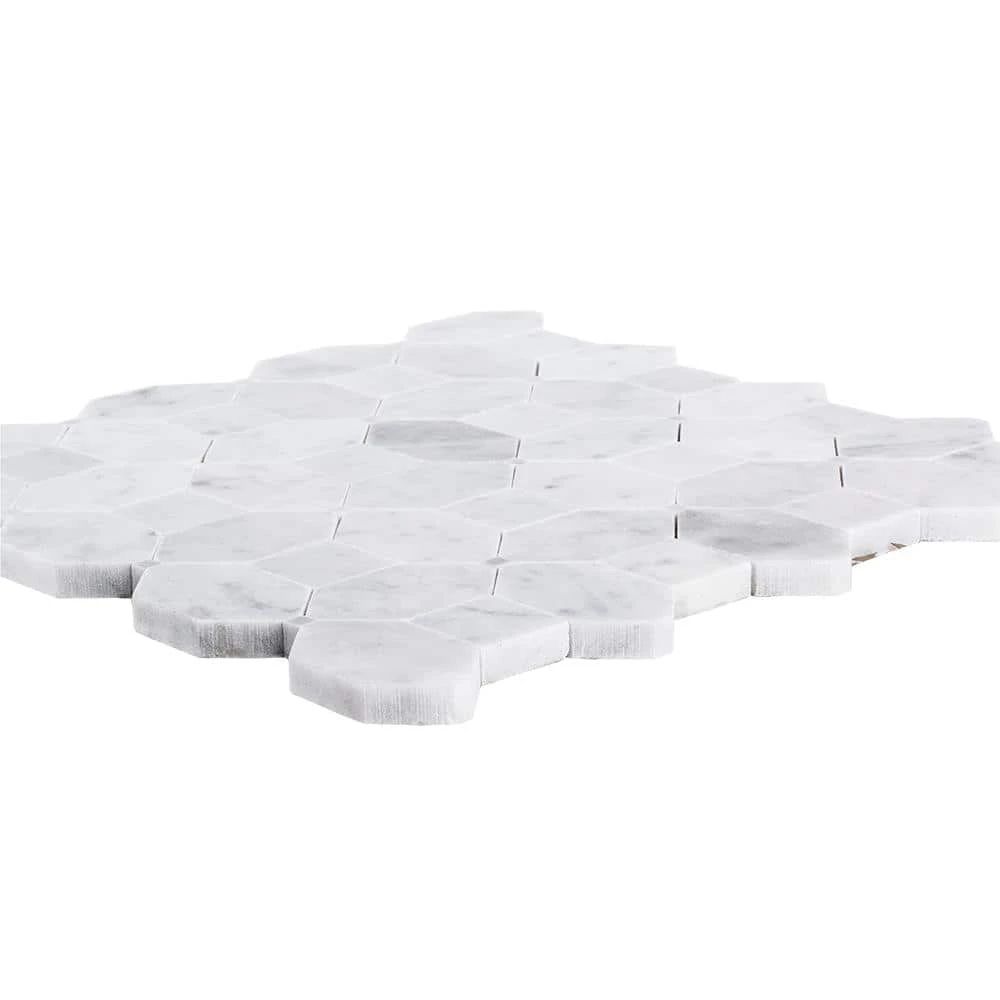 Hillcrest White 9.875 in. x 9.875 in. Geometric Marble Wall and Floor Mosaic Tile (6.77 sq. ft./Case) by Jeffrey Court 5 Hillcrest White 9.875 in. x 9.875 in. Geometric Marble Wall and Floor Mosaic Tile (6.77 sq. ft./Case) by Jeffrey Court - Image 3