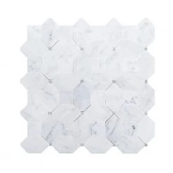 Hillcrest White 9.875 in. x 9.875 in. Geometric Marble Wall and Floor Mosaic Tile (6.77 sq. ft./Case) by Jeffrey Court