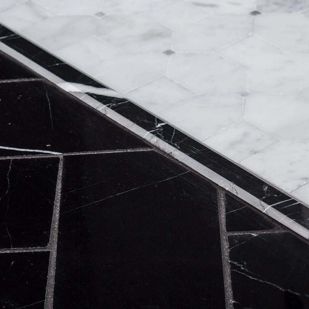 Hillcrest White 9.875 in. x 9.875 in. Geometric Marble Wall and Floor Mosaic Tile (6.77 sq. ft./Case) by Jeffrey Court 6 Hillcrest White 9.875 in. x 9.875 in. Geometric Marble Wall and Floor Mosaic Tile (6.77 sq. ft./Case) by Jeffrey Court - Image 4