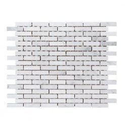 Snowed In White 11.75 in. x 9.75 in. Interlocking Textured Marble Mosaic Tile (7.95 sq. ft./Case) by Jeffrey Court