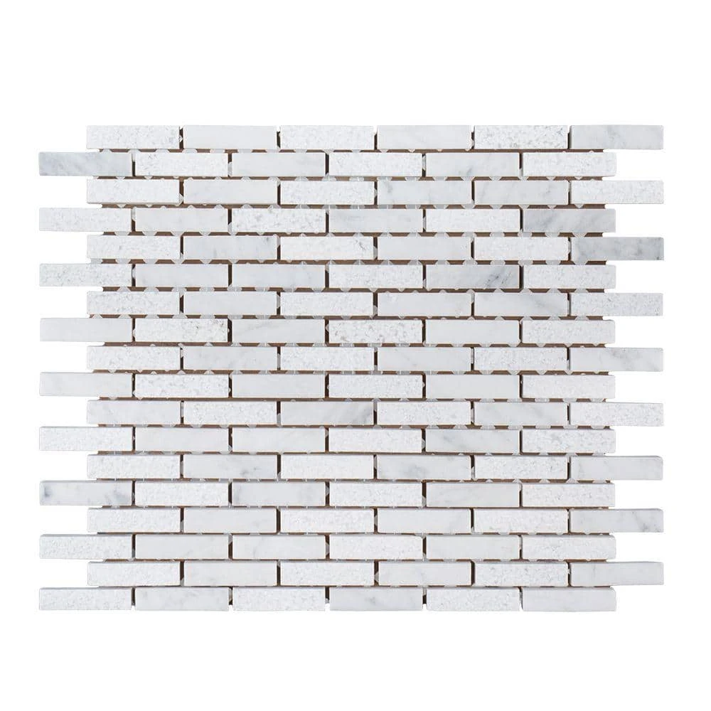 Snowed In White 11.75 in. x 9.75 in. Interlocking Textured Marble Mosaic Tile (7.95 sq. ft./Case) by Jeffrey Court 3 Snowed In White 11.75 in. x 9.75 in. Interlocking Textured Marble Mosaic Tile (7.95 sq. ft./Case) by Jeffrey Court