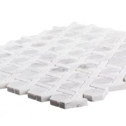 Primrose Chapel White 11.875 in. x 11.75 in. Basket Weave Textured Marble Wall & Floor Mosaic Tile (9.588 sq. ft./Case) by Jeffrey Court -Tile Elegant Shop white jeffrey court marble tile 99280 40 1000