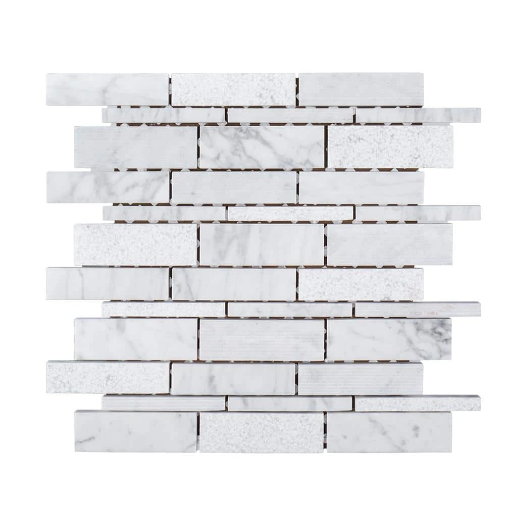 Restful Sea White 10.5 in. x 10.75 in. Interlocking Textured Marble Wall and Floor Mosaic Tile (7.839 sq. ft./Case) by Jeffrey Court 3 Restful Sea White 10.5 in. x 10.75 in. Interlocking Textured Marble Wall and Floor Mosaic Tile (7.839 sq. ft./Case) by Jeffrey Court