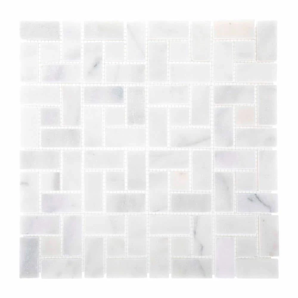 Ice Blocks White 11.875 in. x 11.875 in. Honed Marble Wall and Floor Mosaic Tile (9.79 sq. ft./Case) by Jeffrey Court 3 Ice Blocks White 11.875 in. x 11.875 in. Honed Marble Wall and Floor Mosaic Tile (9.79 sq. ft./Case) by Jeffrey Court