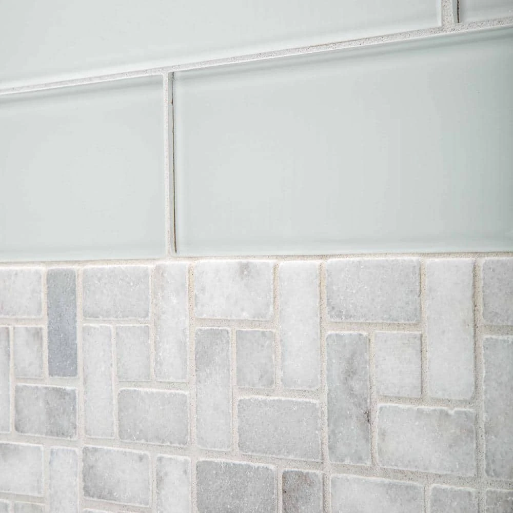 Ice Blocks White 11.875 in. x 11.875 in. Honed Marble Wall and Floor Mosaic Tile (9.79 sq. ft./Case) by Jeffrey Court 6 Ice Blocks White 11.875 in. x 11.875 in. Honed Marble Wall and Floor Mosaic Tile (9.79 sq. ft./Case) by Jeffrey Court - Image 4