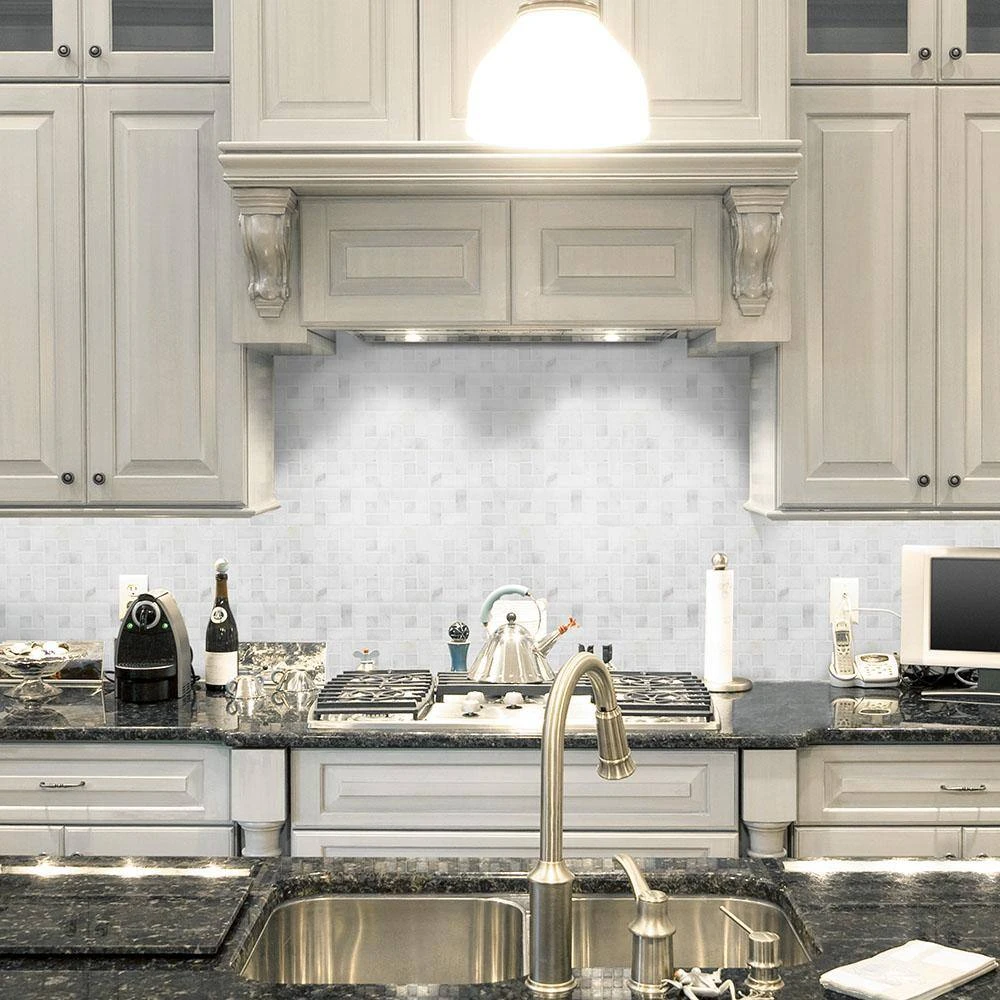 Ice Blocks White 11.875 in. x 11.875 in. Honed Marble Wall and Floor Mosaic Tile (9.79 sq. ft./Case) by Jeffrey Court 4 Ice Blocks White 11.875 in. x 11.875 in. Honed Marble Wall and Floor Mosaic Tile (9.79 sq. ft./Case) by Jeffrey Court - Image 2