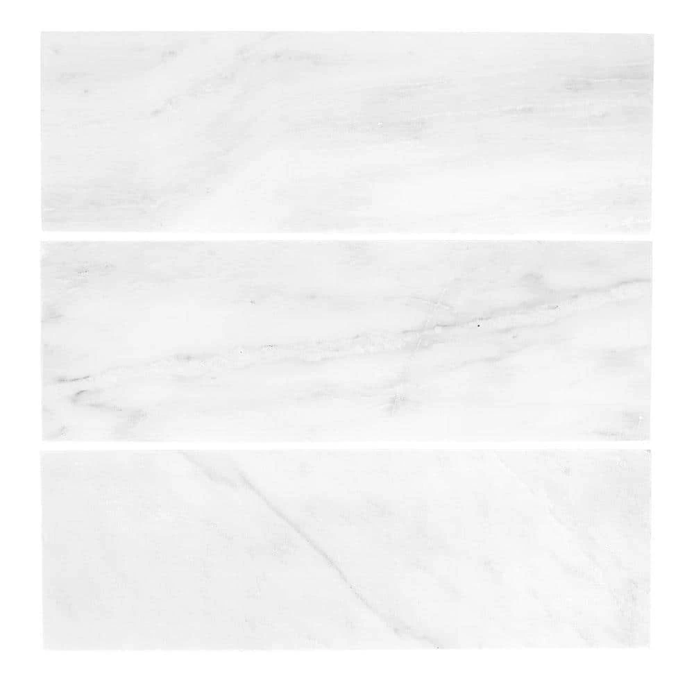 Carrara White/Grey 4 in. x 12 in. Honed Marble Wall and Floor Tile (10 sq. ft./Case) by Jeffrey Court 3 Carrara White/Grey 4 in. x 12 in. Honed Marble Wall and Floor Tile (10 sq. ft./Case) by Jeffrey Court