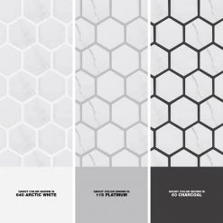 Whisper Valley White 11 in. x 12.625 in. Hexagon Matte Porcelain Wall and Floor Mosaic Tile (0.964 sq. ft./Each) by Jeffrey Court 12 Whisper Valley White 11 in. x 12.625 in. Hexagon Matte Porcelain Wall and Floor Mosaic Tile (0.964 sq. ft./Each) by Jeffrey Court -Tile Elegant Shop white jeffrey court mosaic tile 98439 1d 1000