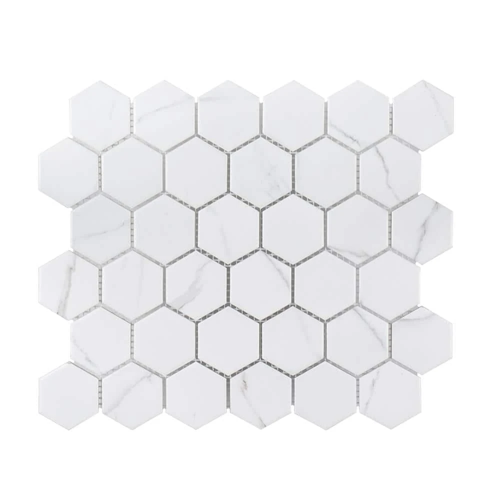 Whisper Valley White 11 in. x 12.625 in. Hexagon Matte Porcelain Wall and Floor Mosaic Tile (0.964 sq. ft./Each) by Jeffrey Court 3 Whisper Valley White 11 in. x 12.625 in. Hexagon Matte Porcelain Wall and Floor Mosaic Tile (0.964 sq. ft./Each) by Jeffrey Court