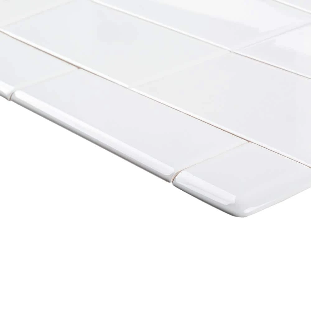 Fresh White 3 in. x 6 in. Glossy Ceramic Single Bullnose Wall Trim Tile by Jeffrey Court 6 Fresh White 3 in. x 6 in. Glossy Ceramic Single Bullnose Wall Trim Tile by Jeffrey Court - Image 4