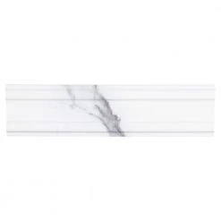 Carrara Inkjet White 3 in. x 12 in. Ceramic Wall Crown Trim Tile by Jeffrey Court